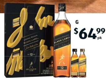 ALDI G Johnnie Walker Black Label Gift Pack 700ml plus 2 x 50ml offer