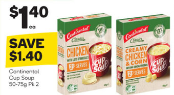 Woolworths Continental Cup Soup 50-75g Pk 2 offer