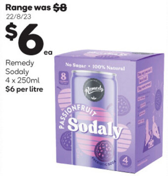 Woolworths Remedy Sodaly 4 x 250ml offer