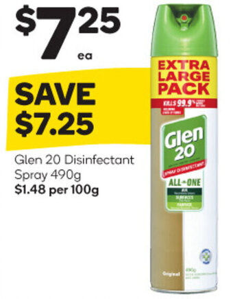 Woolworths Glen 20 Disinfectant Spray 490g offer