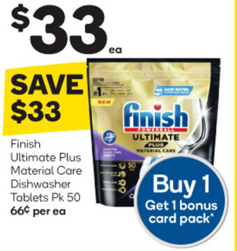 Woolworths Finish Ultimate Plus Material Care Dishwasher Tablets Pk 50 offer