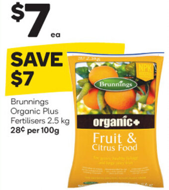 Woolworths Brunnings Organic Plus Fertilisers 2.5 kg offer