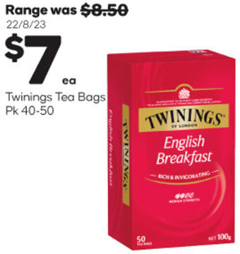 Woolworths Twinings Tea Bags Pk 40-50 offer