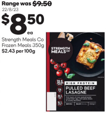 Woolworths Strength Meals Co Frozen Meals 350g offer