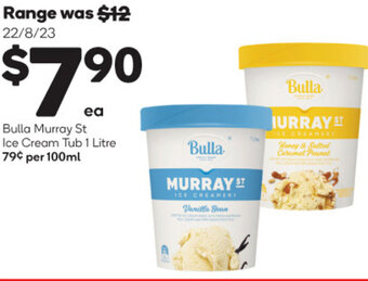 Woolworths Bulla Murray St Ice Cream Tub 1 Litre offer