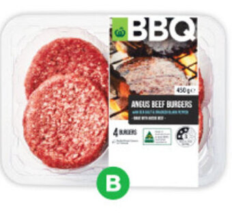 Woolworths B Woolworths BBQ Angus Beef Burgers Sea Salt & Pepper 450g offer