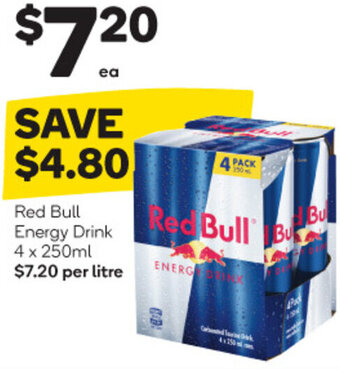 Woolworths Red Bull Energy Drink 4 x 250ml offer
