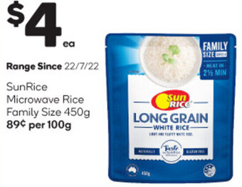 Woolworths SunRice Microwave Rice Family Size 450g offer