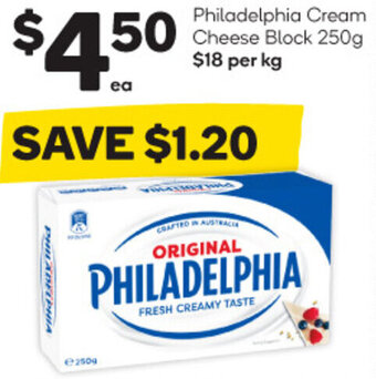 Woolworths Philadelphia Cream Cheese Block 250g offer