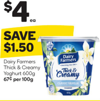 Woolworths Dairy Farmers Thick & Creamy Yoghurt 600g offer