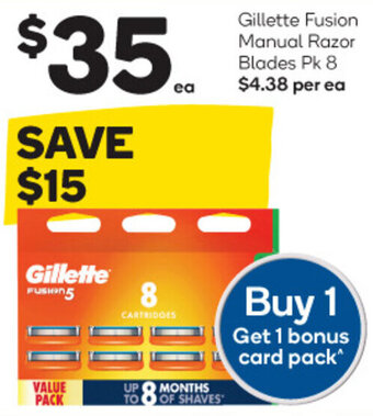 Woolworths Gillette Fusion Manual Razor Blades Pk 8 offer