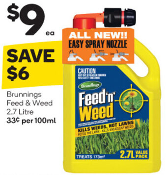 Woolworths Brunnings Feed & Weed 2.7 Litre offer