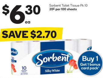 Woolworths Sorbent Toilet Tissue Pk 10 offer
