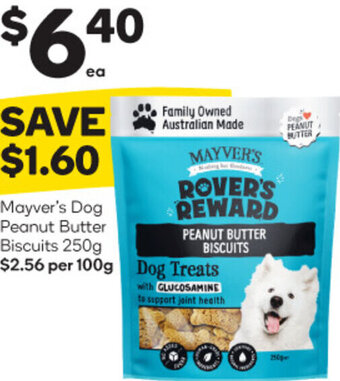 Woolworths Mayver's Dog Peanut Butter Biscuits 250g offer