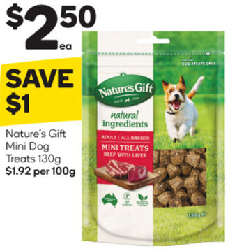Woolworths Nature's Gift Mini Dog Treats 130g offer
