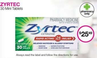 Priceline ZYRTEC 30 Mini Tablets offer