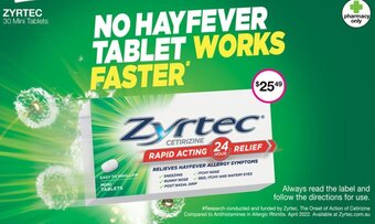 Priceline ZYRTEC 30 Mini Tablets offer