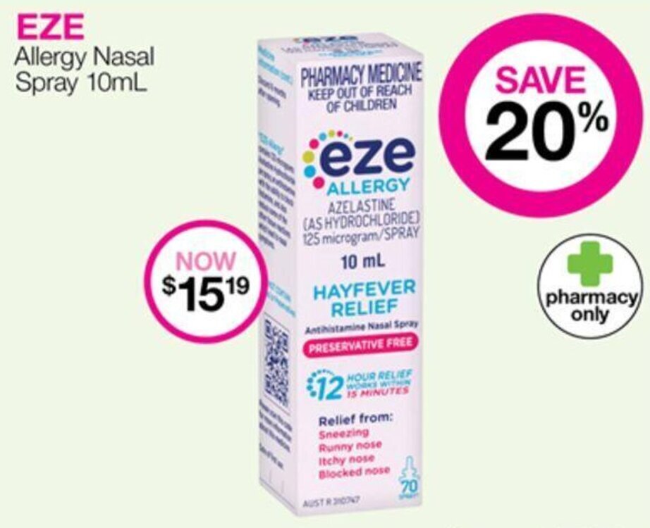 EZE Allergy Nasal Spray 10mL offer at Priceline