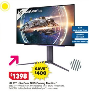 Harvey Norman LG 27" UltraGear QHD Gaming Monitor. offer