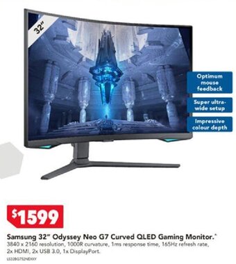 Harvey Norman Samsung 32" Odyssey Neo G7 Curved QLED Gaming Monitor. offer