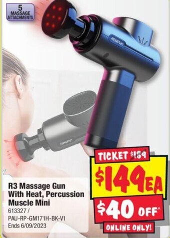 JB Hi-Fi R3 Massage Gun With Heat, Percussion Muscle Mini offer