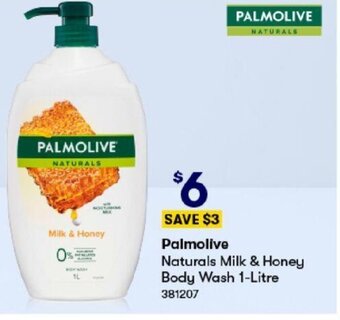 BIG W PALMOLIVE Naturals Milk & Honey Body Wash 1-Litre offer