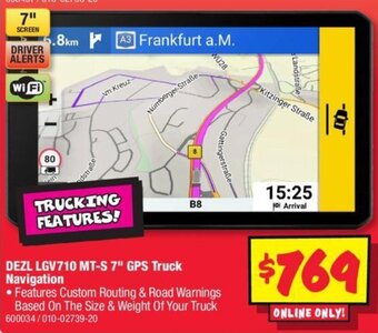 JB Hi-Fi DEZL LGV710 MT-S 7" GPS Truck Navigation offer