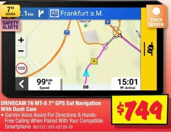 JB Hi-Fi DRIVECAM 76 MT-S 7" GPS Sat Navigation With Dash Cam offer