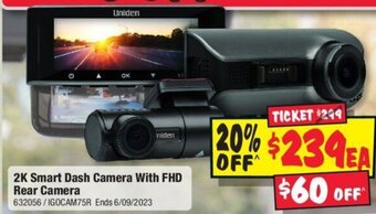 JB Hi-Fi 2K Smart Dash Camera With FHD Rear Camera offer