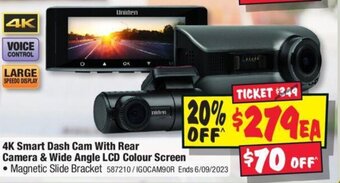 JB Hi-Fi 4K Smart Dash Cam With Rear Camera & Wide Angle LCD Colour Screen offer