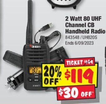 JB Hi-Fi 2 Watt 80 UHF Channel CB Handheld Radio offer