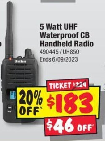 JB Hi-Fi 5 Watt UHF Waterproof CB Handheld Radio offer
