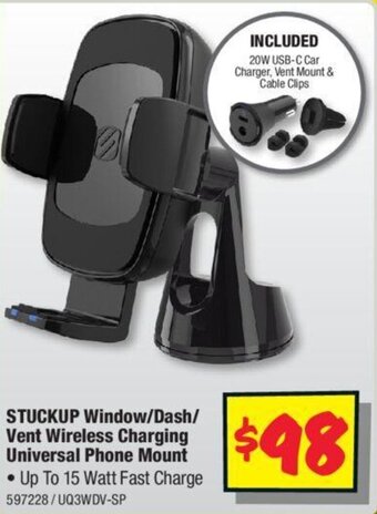 JB Hi-Fi STUCKUP Window/Dash/ Vent Wireless Charging Universal Phone Mount offer