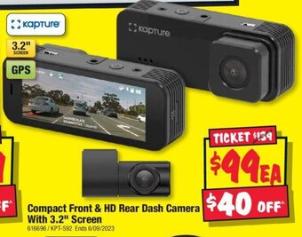 JB Hi-Fi Compact Front & HD Rear Dash Camera With 3.2" Screen offer