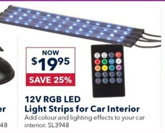 Jaycar Electronics 12V RGB LED Light Strips for Car Interior offer