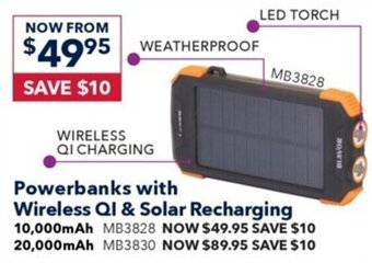 Jaycar Electronics Powerbanks with Wireless QI & Solar Recharging offer
