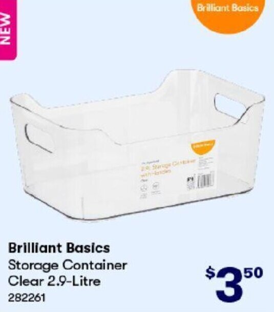 Brilliant Basics Storage Container Clear 2.9Litre offer at BIG W