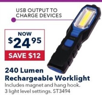 Jaycar Electronics 240 Lumen Rechargeable Worklight offer