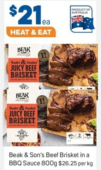 Foodland Beak & Son's Beef Brisket in a BBQ Sauce 800g offer