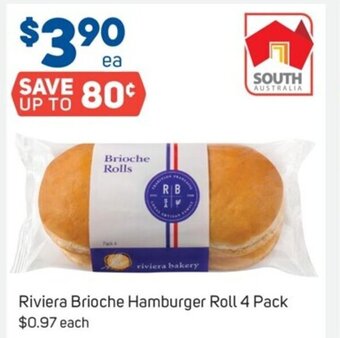 Foodland Riviera Brioche Hamburger Roll 4 Pack offer