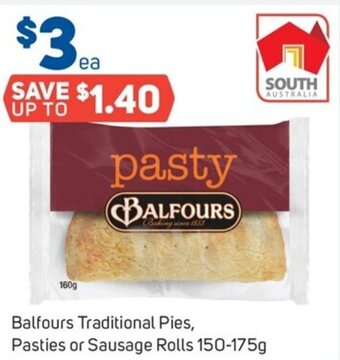 Foodland Balfours Traditional Pies, Pasties or Sausage Rolls 150-175g offer