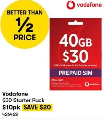 BIG W Vodafone $30 Starter Pack offer