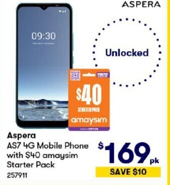 BIG W Aspera AS7 4G Mobile Phone with $40 amaysim Starter Pack offer