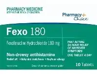 Pharmacy Choice Fexofenadine 180mg 10 Tablets