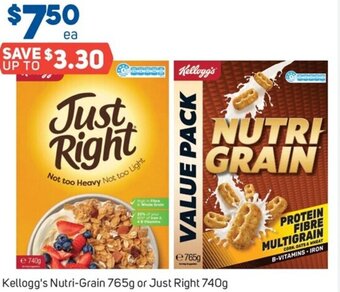 Foodland Kellogg's Nutri-Grain 765g or Just Right 740g offer