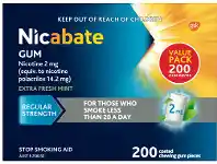 Nicabate Quit Smoking Gum Extra Fresh Mint 2mg 200 Pieces
