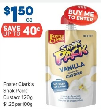 Foodland Foster Clark's Snak Pack Custard 120g offer