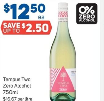 Foodland Tempus Two Zero Alcohol 750ml offer