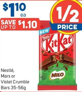 Foodland Nestlé, Mars or Violet Crumble Bars 35-56g offer