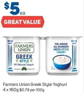 Foodland Farmers Union Greek Style Yoghurt 4 x 160g offer